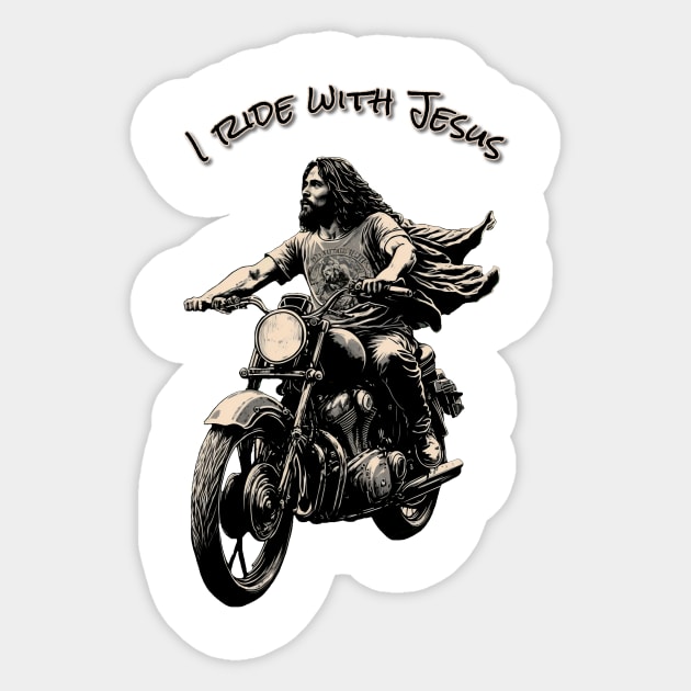 I ride with Jesus Sticker by infernoconcepts